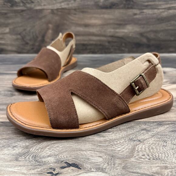 NIB BOC BORN Didi 8M 38-39 Brown Suede Slingback Flat Comfort Sandal - Picture 3 of 10